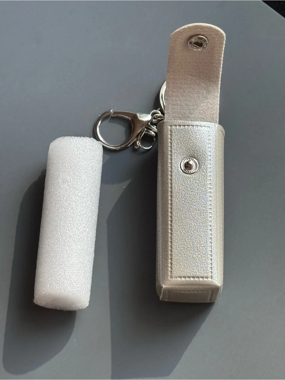 Metallic Gold Leatherette Keychain Holster with Snap Closure